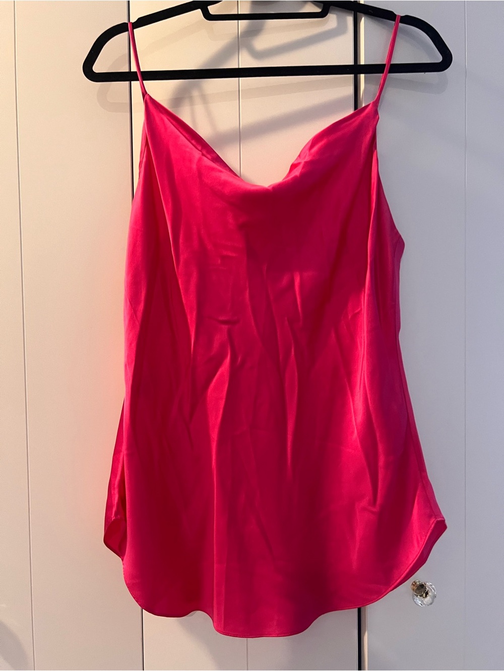 NWOT Cinq a Sept Hot Pink 100% Silk Cowl Neck Camisole Top